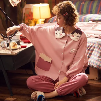 

2020 new doll collar long-sleeve princess set can wear pajamas outside the spring and autumn small sweet and fresh home service