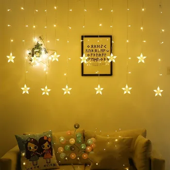 

138 Lights 12 Star Curtain Decorative Lights Home Star Decorative Lights String Christmas Decorations