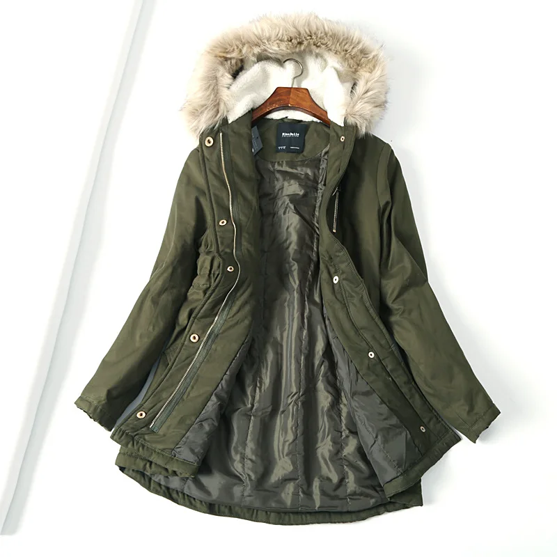 132xc Одежда для девочек зимняя повседневная Рабочая одежда Теплый меховой воротник с капюшоном средней длины хлопковое пальто женское пальто