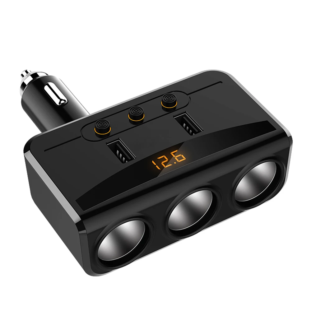 

Auto Accessories Car Charger 3 Cigarette Lighter Dual USB 3-in-1 12V 24V Mobile Phone Charger