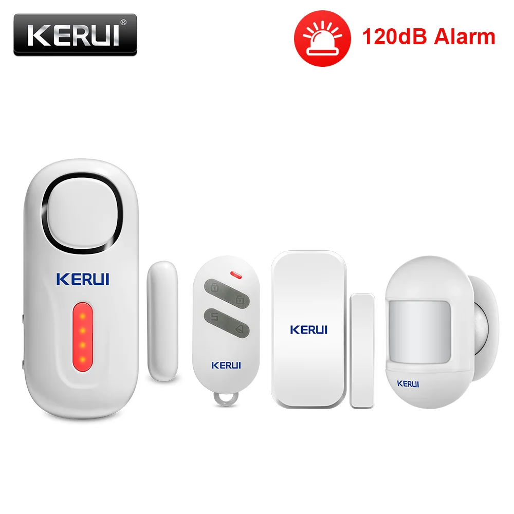 KERUI 120DB Wireless Door/Window Entry Security Burglar Sensor Alarm PIR Magnetic Smart Home Garage System Remote Control Led elderly emergency button Alarms & Sensors