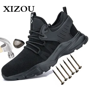 

XIZOU Men Safety Shoe Air Mesh Steel Toe Work Shoes Working Shoes Safety Lightweight Puncture-Proof Safety Boots Dropshipping