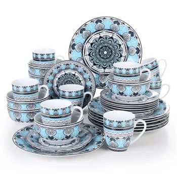 32-Piece Ceramic Porcelain Plat and Bowl Dinner Set