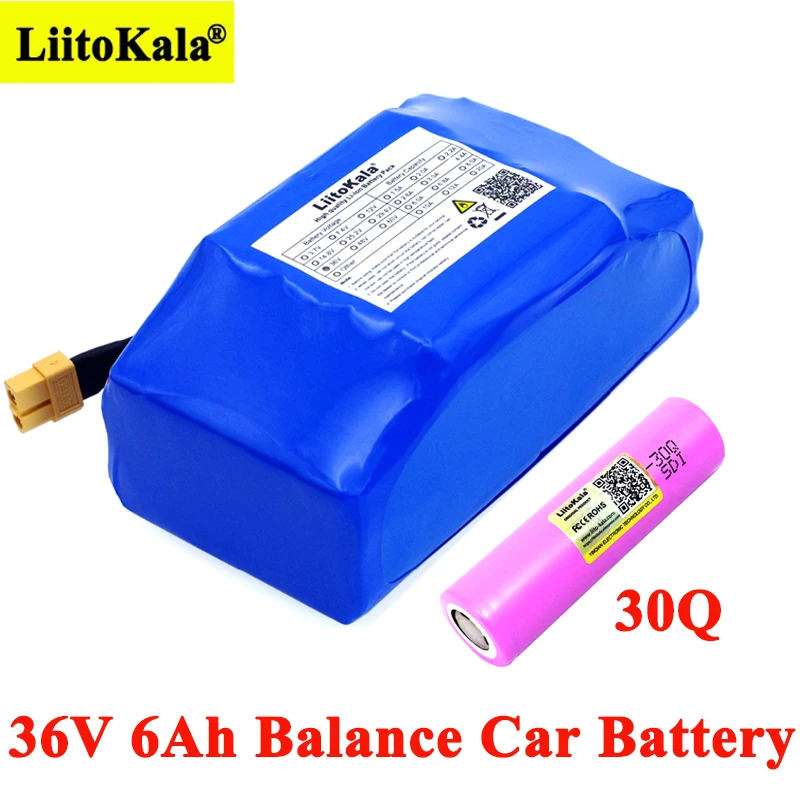 

Liitokala 36V 6Ah INR18650-30Q 2 wheel electric scooter self balancing 18650 lithium battery pack for Self-balancing Fits