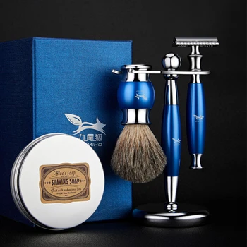 

Men's Manual Shaving Safety Double-Edge Blade Razor Shaver five-Layer Shaver Blade Shaving Brush shaving soap with Shaver Hanger