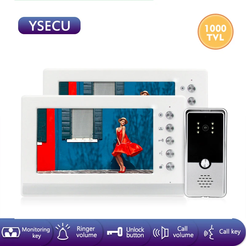 YSECU 7 дюймов 1000TVL видео домофон для дома набор самостоятельной сборки