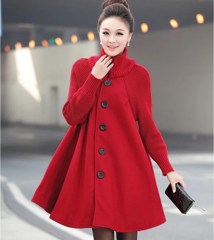 

Autumn & Winter New Style Korean-style Large Size Dress Mid-length Loose-Fit Woolen Overcoat Cloak Woolen Trench Coat