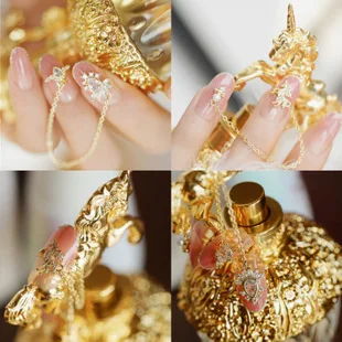 

New 24pieces Wedding Unicorn Manicure 3D Rhinestone Glitters Bling Decoration Long Fake false Acrylic Sticker Nail Tip Glue