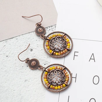 

Drop Earrings for Women Female 2020 Boucle d'oreille Alloy Flower Big Round Circle Earring Gold Bijoux Jewelry Brincos Mujer