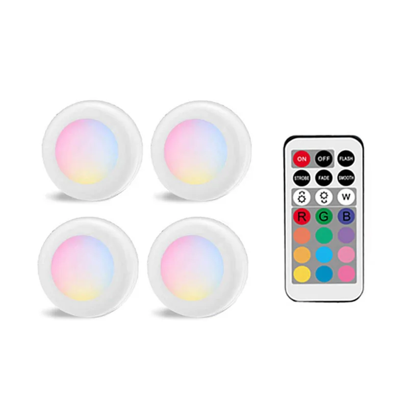 nite light Battery LED Cabinet Light RGB Puck Lights Remote controller Dimmable Under Shelf Kitchen Counter Lighting Decoration Night lamps best night light Night Lights