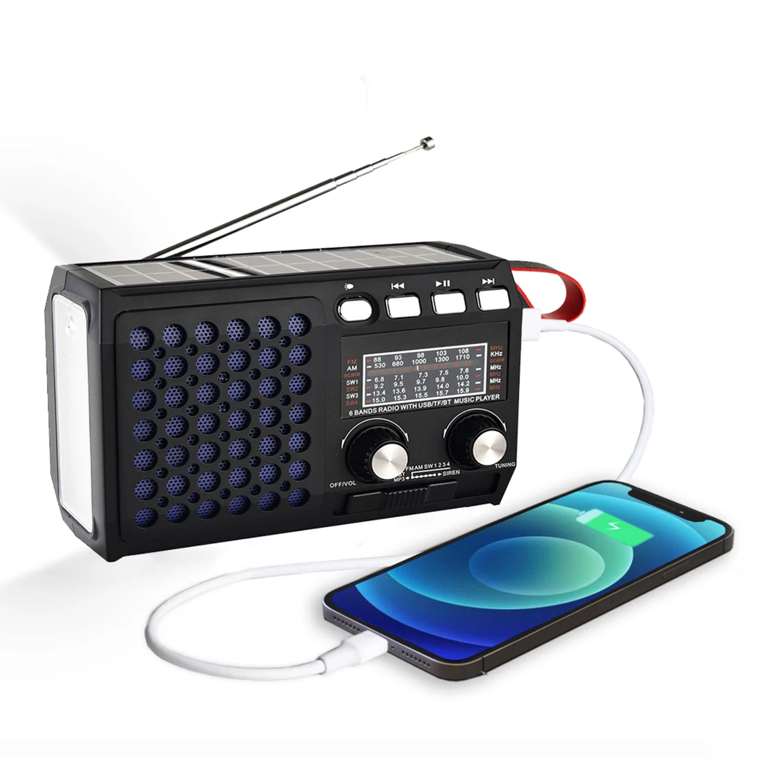 2021 Newest Emergency Radio Rechargeable Portable FM AM SW1-4 with Bluetooth Speaker USB disk or TF Card MP3 Music Player | Электроника