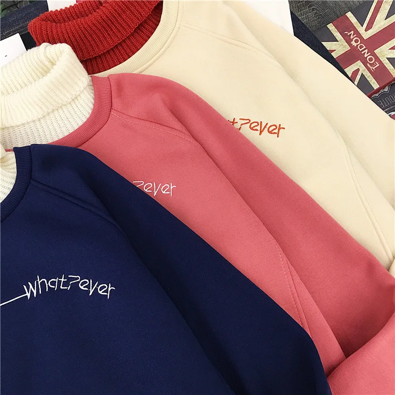 Autumn Women Sweatshirt Hoodie Korean Ulzzang Harajuku Patchwork Wool Pullover Sweatshirts Female Fleece Long Sleeve Hoodies