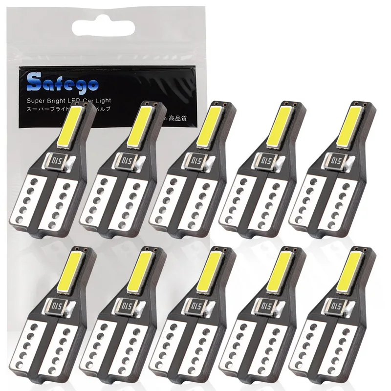Safego 10 шт. W5W T10 194 168 светодиодный Автомобильный Интерьер лампочки 2 SMD 7020 Авто