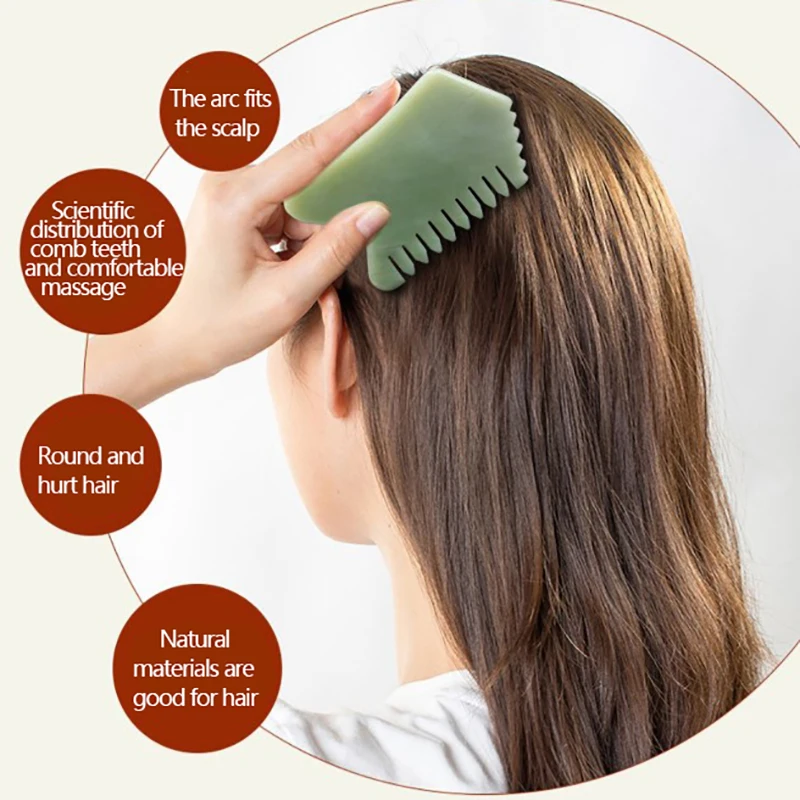 

1PCS Natural Jade Stone Comb Guasha Gua Sha Board Comb Shape Massage Hand Massager Relaxation Comb Health Care