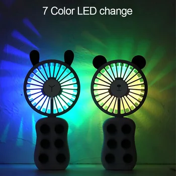 

Foldable Hand Fans Rechargeable with 7 Color LED Handheld or Positioned Mini Fan Electric Personal Fans Portable at Outdoors