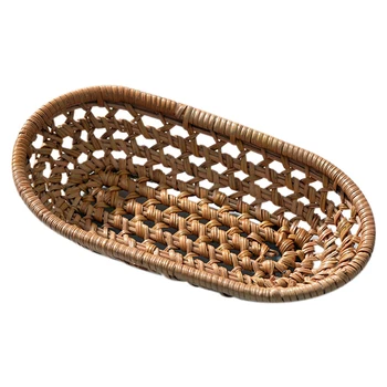 

Rattan Storage Tray Tea Bread Coffee Table Serving Basket, Woven Tray, Home Decoration