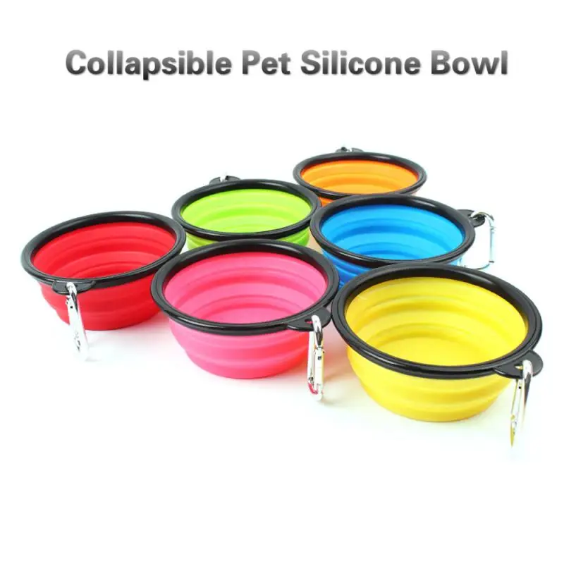 Cuenco de silicona plegable portátil para mascotas, respetuoso con el medio ambiente, duradero, para viaje al aire libre, recipiente de alimentación para mascotas mascota doméstica, gran oferta