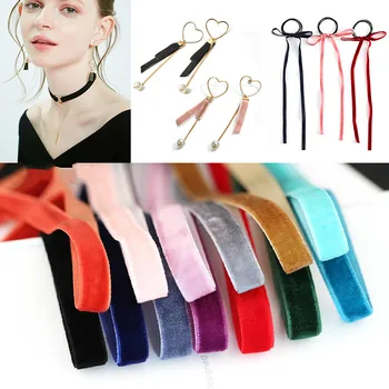 

1m /lot 9mm Sparkle Nylon Single Faced Velvet Ribbon Velour Webbing Headband Hair Band Accessories White Lace Fabric Accessories