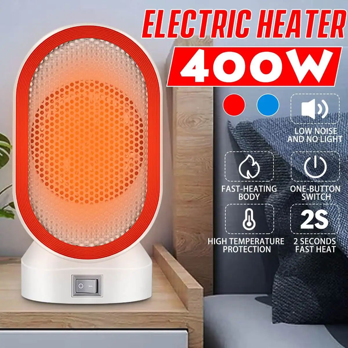 

400W 220V Electric Heaters Fan Mini Fan Air Blower Desktop Home Office For Winter Warmer Fan Air Heating for Winter Bedroom