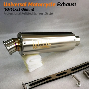 

Universal Length 500mm Inlet 51mm 61mm 63mm Customized Motorcycle Exhaust Pipe Muffler Moto Motorbike Mufflers Escape