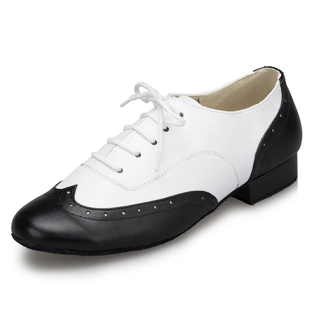 DKZSYIM-zapatos de baile latino para hombre y adulto, calzado de Salsa profesional blanco + negro, cuero de talla grande, de tacón bajo, para salón de baile y Tango AliExpress