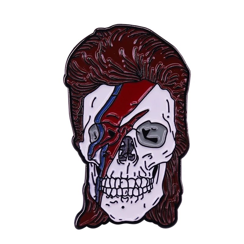 David Bowie Skull Popular Art Badge Rock Style Weird Collection.JPG