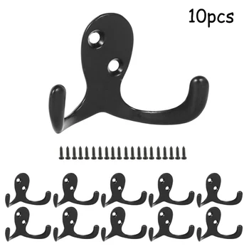 

10 Pack Wall Door Robe Coat Hooks Hanger Clothes Hat Hall Bedroom Bathroom Hooks