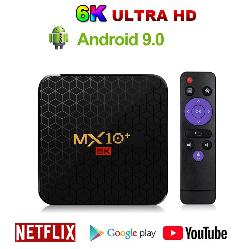 ТВ приставка MX10 Plus на Android 6K HD четырехъядерный Allwinner H6 4 ГБ 32 64 2 4G и 5 0G Wi Fi Bluetooth 0 Mx10 + 9