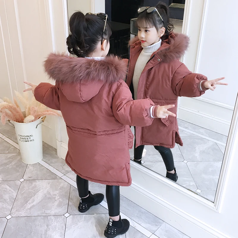 Girls Warm Cotton Padded Jacket Korean Jacket Little/toddler Girls Winter Coat Children's Thickened Fur Hoode Outwear 9 10