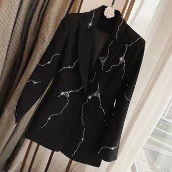 

HIGH STREET Newest Fashion 2020 Designer Blazer Women's Strass Diamonds Beaded Blazer Jacket