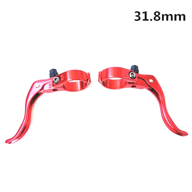 Hot sale Beautiful Practical Bike Brake Levers 1 pair V-brake Levers left right road folding Bike Brake Levers 22.2/31.8mm - Color: 31.8 red