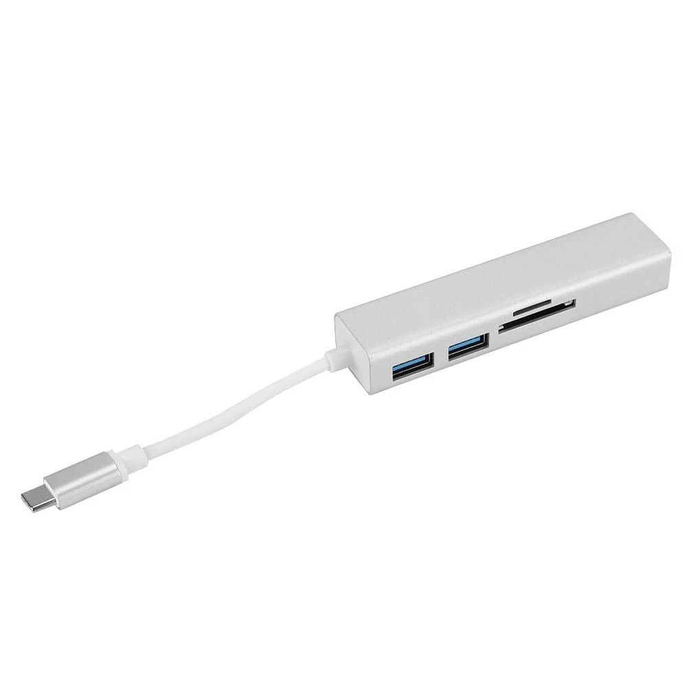 ASHATA USB C адаптер переменного тока, 5-в-1 Тип с разъемами типа C и RJ45 1000M+ USB3.0* 2+ TF+ SD конвертер адаптер Hub, USB3.0 концентратор расширить свой Тип-C Порты и разъёмы