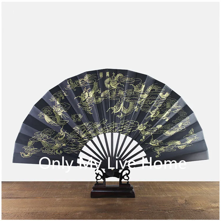 13 inches Chinese Folding Men's Silk Hand Fan Vintage Decorative Dance Costumes Hanfu Accessories Wedding Party Favor