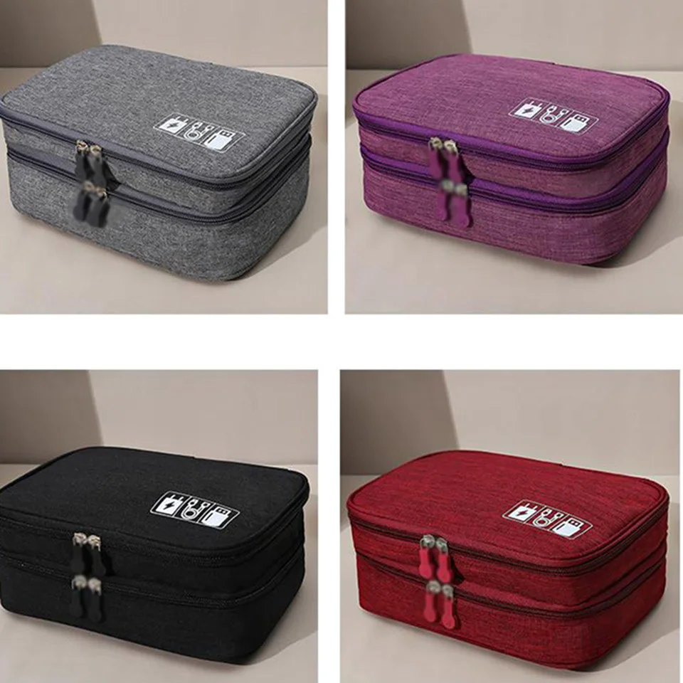Double Layer Electronics Organizer Cable Storage Tidy Bag for Cables Digital Packet for Electronic Accessories Travel bag
