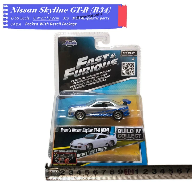 1/55 Fast And Furious Cars Brian's Nissan Skyline Gtr R34 Simulation Metal  Diecast Model Cars Kids Toys - Railed/motor/cars/bicycles - AliExpress