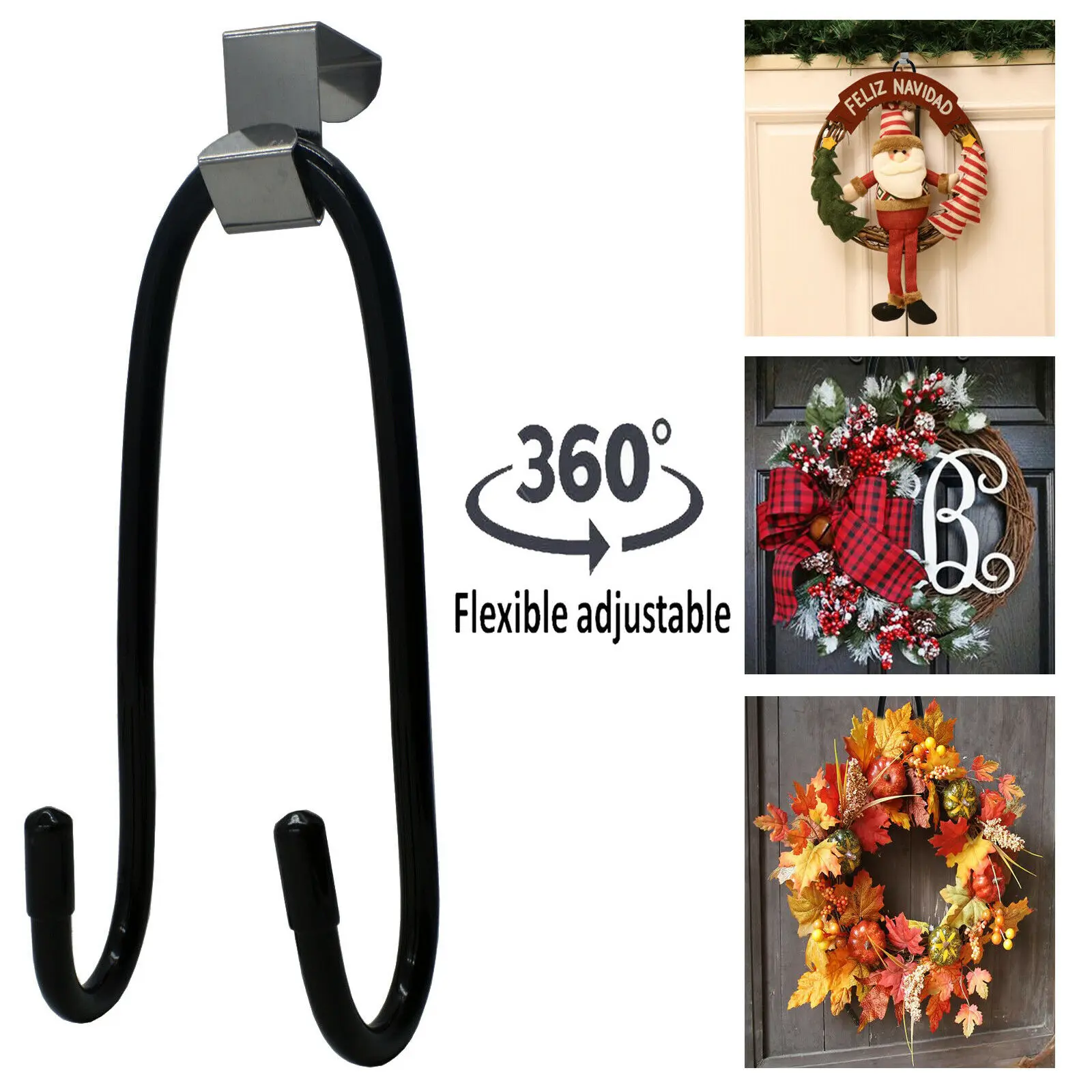 Over The Door Wreath Hanger Wreath Hook Towel Coat Organizer Bag Hat