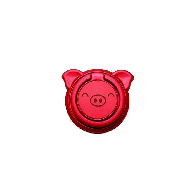 Горячая Универсальный мобильный телефон кольцо-держатель на палец подставка поддержка 360 градусов металлический медведь держатель телефона для iPhone X XS 8 7 6 6S Pad - Цвет: piglet red
