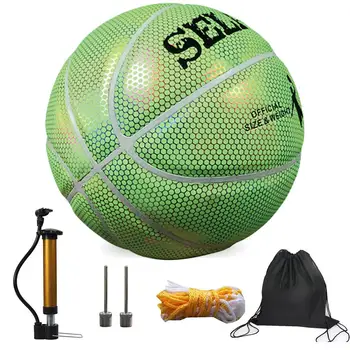 

No. 7 Glowing Reflective Basketball Non-slip Light Up Basketball Glow Basketballs Set Training Tool