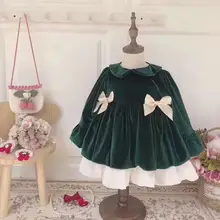 Новинка; бархатные испанские платья для девочек; Роскошные вечерние платья принцессы с бантом в винтажном стиле; зимнее платье; одежда для малышей; vestidos; Y2561