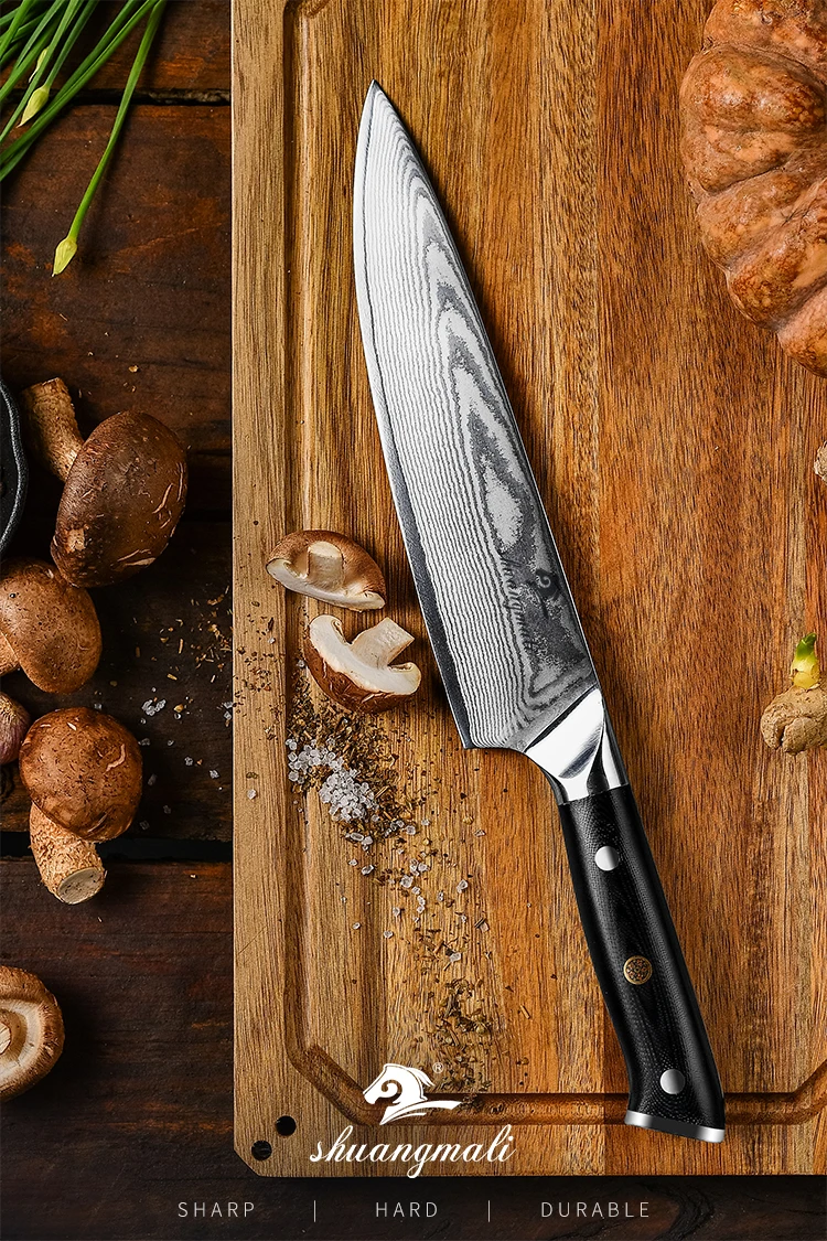 Профессиональный 8 дюймов кухонный нож 67 Слои VG10 дамасский нож шеф-рукоять из микарты овощей Ножи s