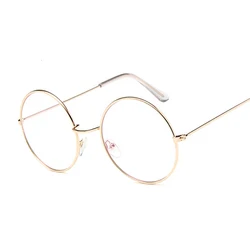 Vintage Black Round Circle Eyewear with Clear Lenses (Gold Trans)