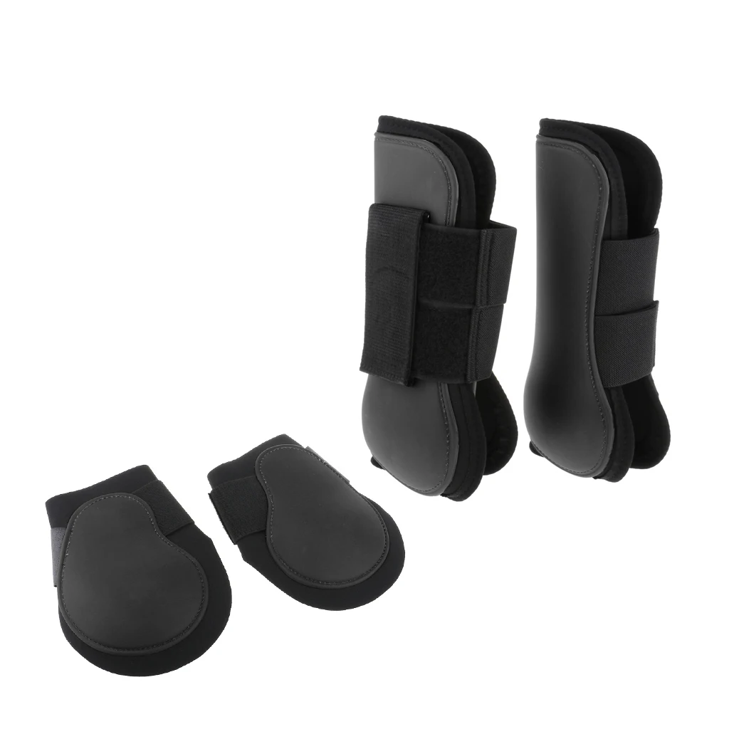 2 Pairs Front & Hind Horse Leg Boots PU Equine Horse Leg Guard Equestrian Tendon Protection Neoprene Horse Hock Brace 2 Pairs Front & Hind Horse Leg Boots PU Equine Horse Leg Guard Equestrian Tendon Protection Neoprene Horse Hock Brace