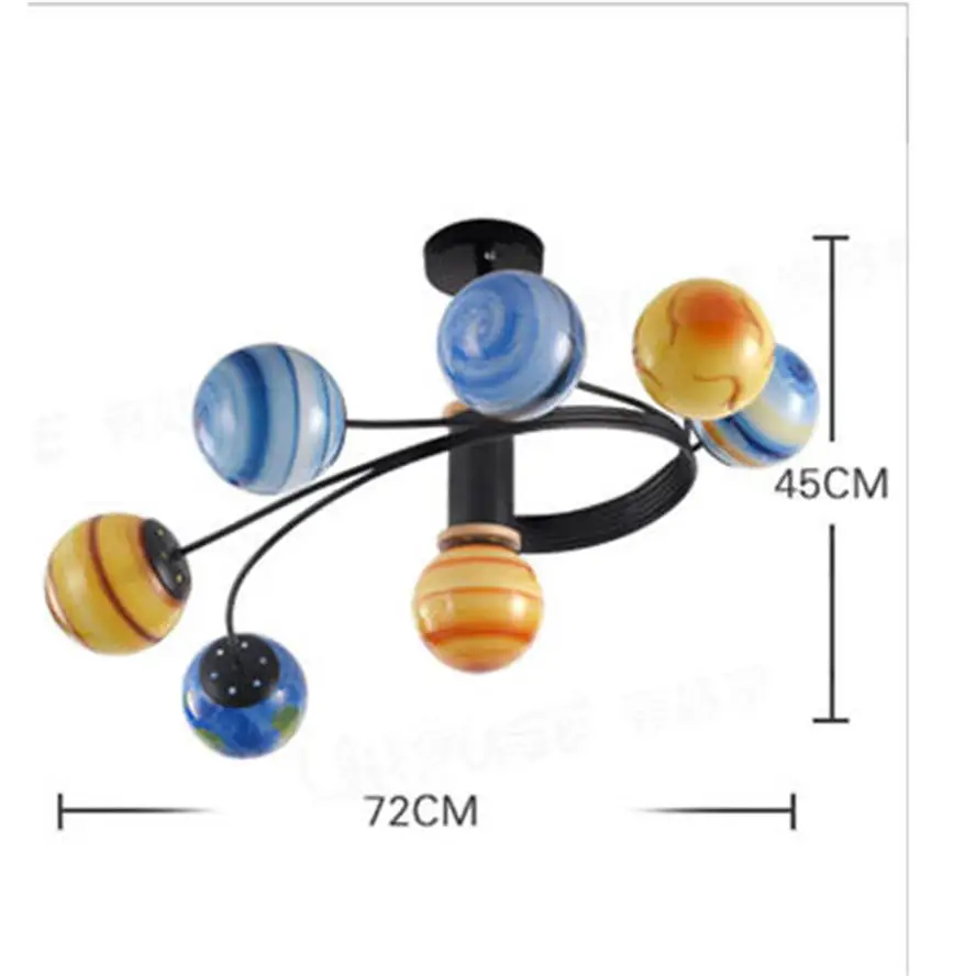 Скандинавское стекло, солнечная система, Потолочная люстра, освещение для детей, спальни, кабинета, столовой, дома, деко, детский светодиодный светильник - Цвет абажура: 7 heads