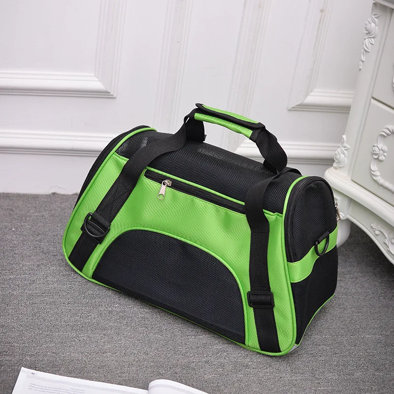 Мягкая переноска для домашних животных для собак и кошек Удобная дорожная сумка-тоут под сидением рюкзак дорожная сумка для маленьких животных с сетчатым верхом и боковой частью - Цвет: Зеленый
