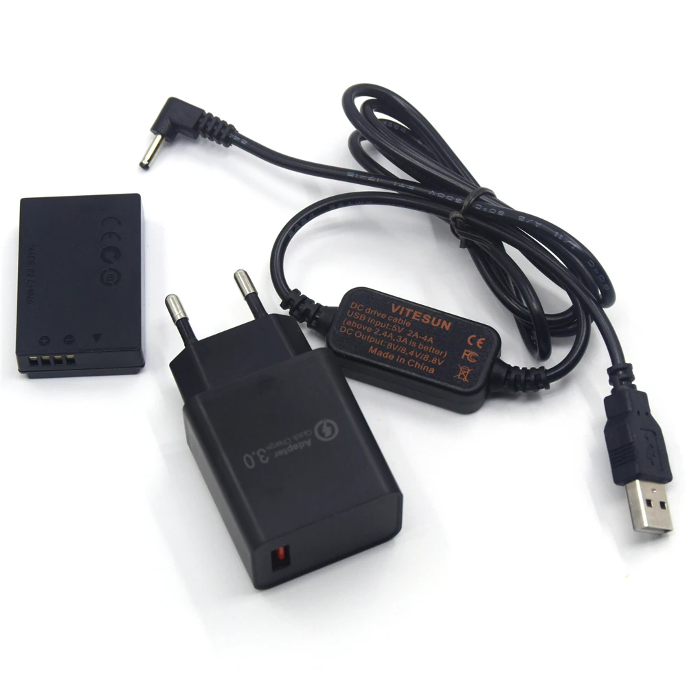 ACK E12 внешний аккумулятор USB кабель 8 в + DR DC муфта LP батарея 5 В 3A зарядное