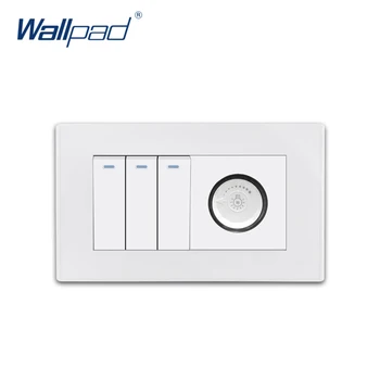

3 Gang 2 Way With Dimmer Wallpad Luxury White PC Panel Wall Light Switch Rocker Switch 16A AC110~250V