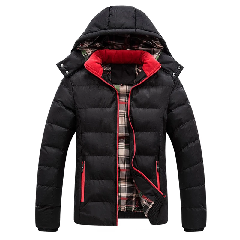 

New Winter Jacket Men Fashion Parka Casual Thick Warm Coats Plaid Parkas With Hooded Male Overcoats Clothing Asian Size M-5XL