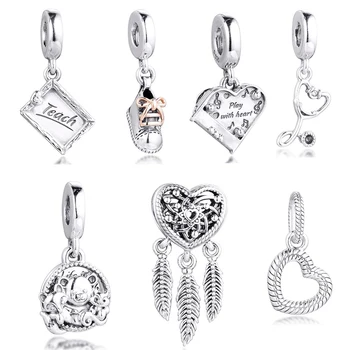 

GPY Piano Heart Baby Shoe Dreamcatcher Charms 925 Original Fit Pandora Bracelet Sterling Silver Beads for Jewelry Making DIY