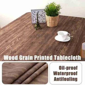 

Retro Bionic Tablecloth Wood Grain Polyester Tablecloth 6 Sizes Home Rectangular Waterproof Oil-proof Tea Table Cover Cloth