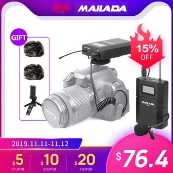 

Mailada WM8 Studio UHF Microphone Vlogging Video Collar Receiver Transmitter Camera Mic for iPhone phone Canon DSLR Sony